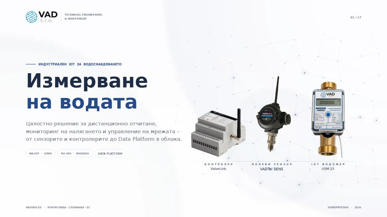 VAD Water Metering Solution – индустриален IoT за ВиК операторите в ЕС