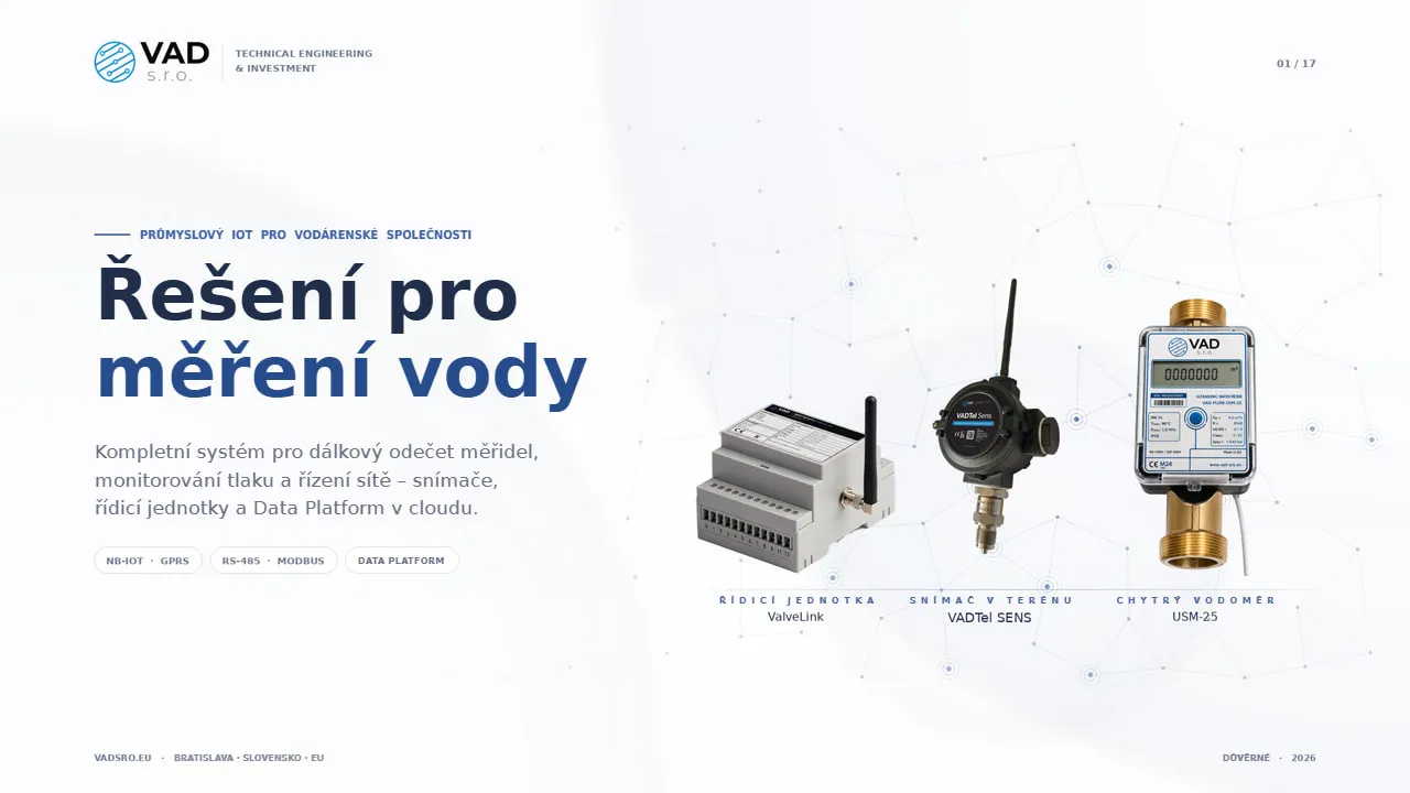 VAD Water Metering Solution – průmyslový IoT pro vodárenské společnosti v EU