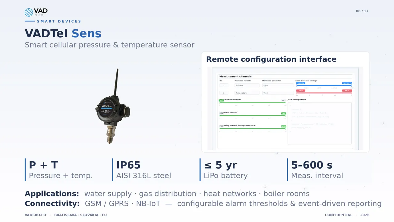 VADTel SENS — cellular pressure and temperature sensor