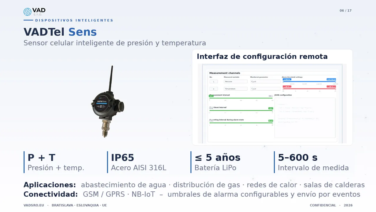 VADTel-SENS – sensor celular de presión y temperatura para redes de agua