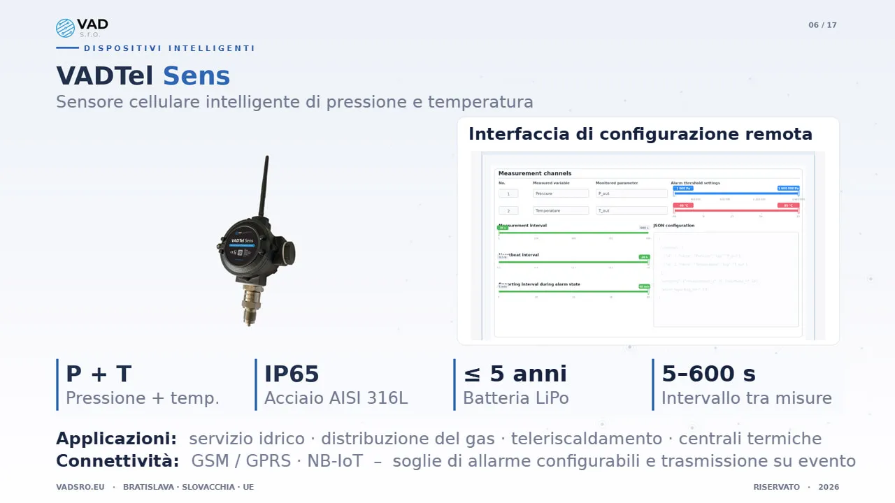 VADTel-SENS – sensore cellulare di pressione e temperatura per reti idriche
