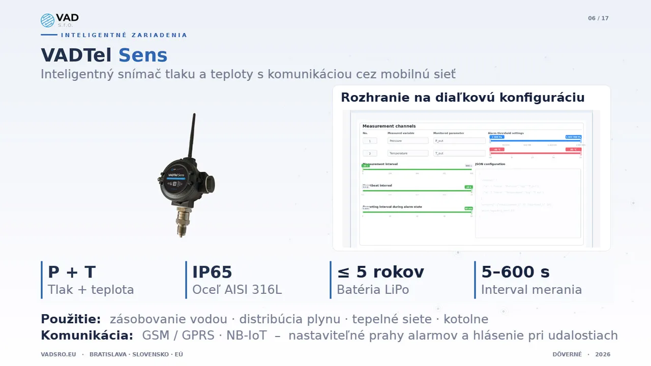 VADTel-SENS – snímač tlaku a teploty pre vodovody s komunikáciou cez mobilnú sieť