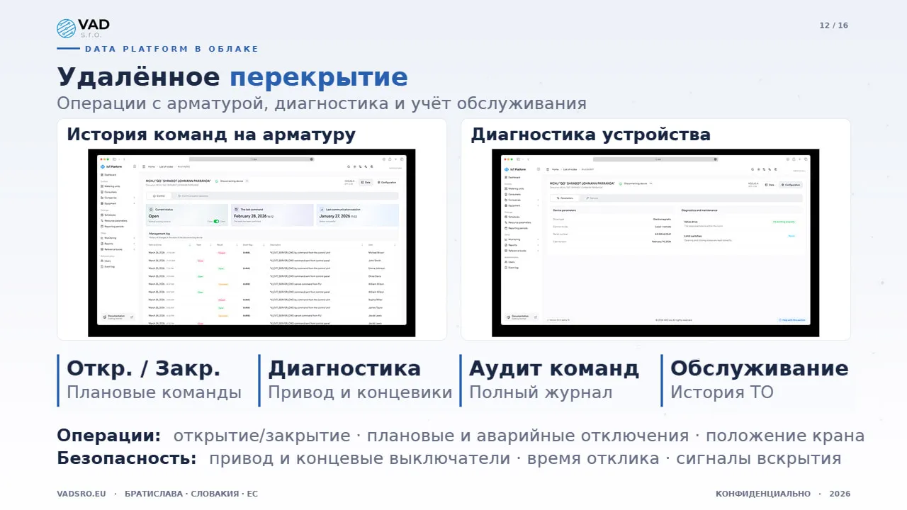 Data Platform — удалённое перекрытие воды с журналом аудита