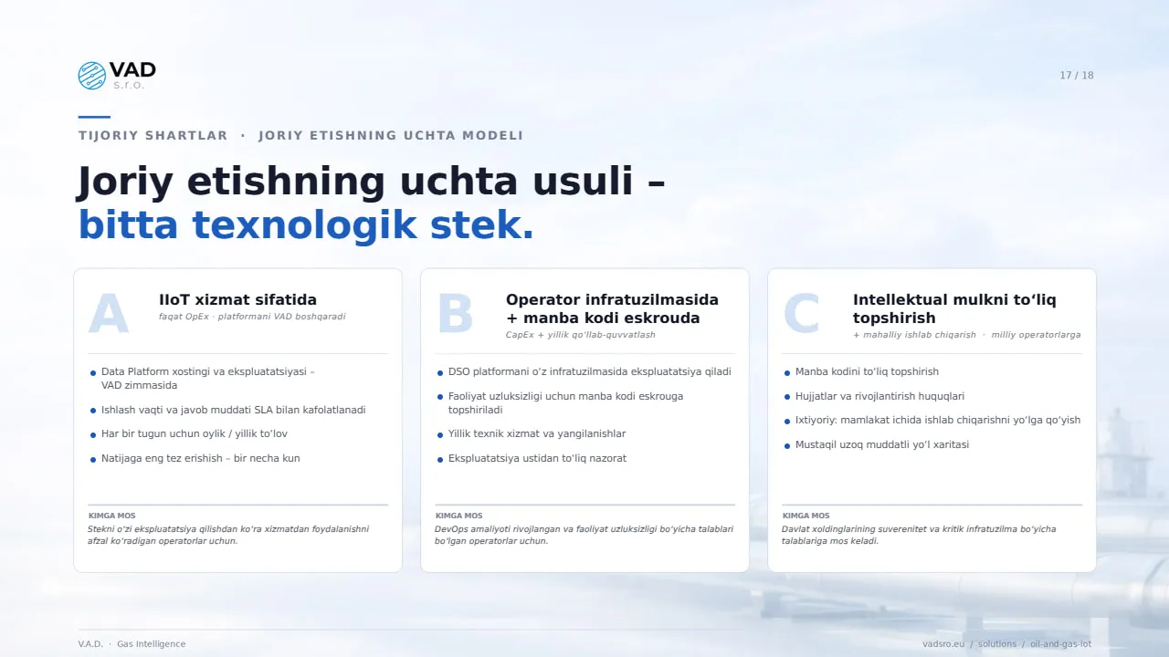 Tijoriy modellar – CapEx, OpEx, intellektual mulk huquqlarini toʻliq topshirish