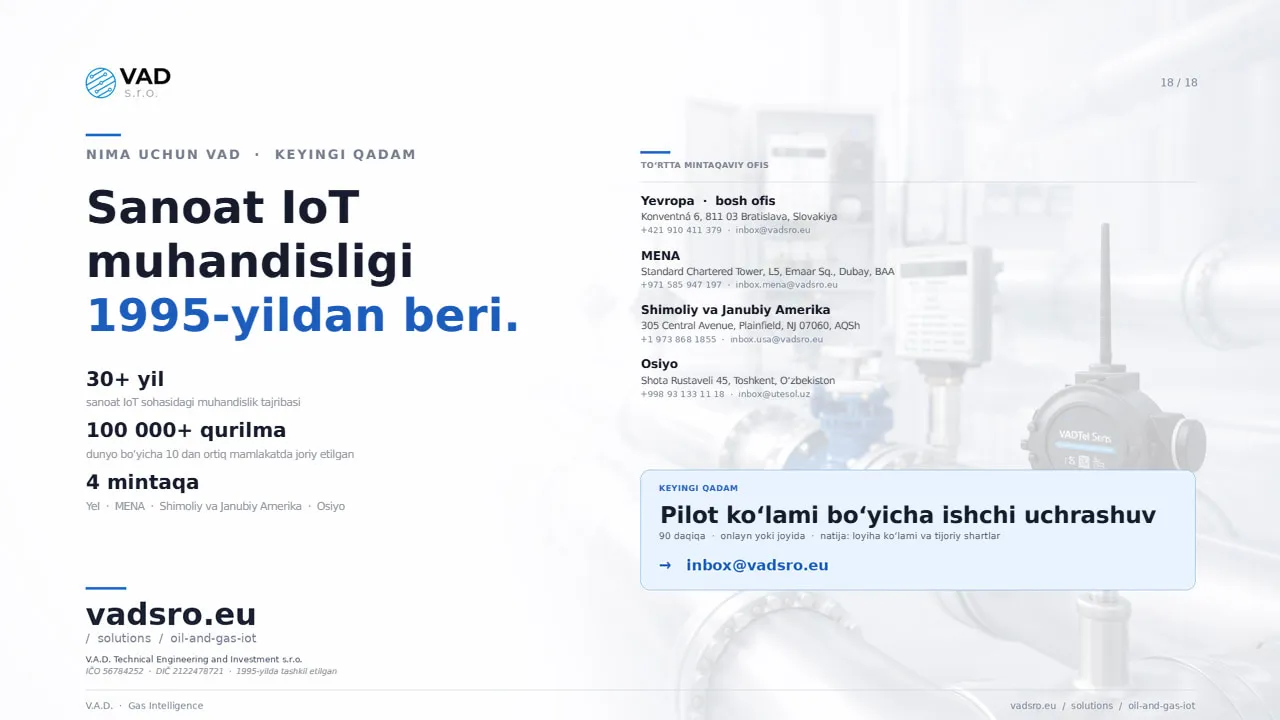 Nima uchun VAD – 30 yildan ortiq tajriba, 100 000 dan ortiq qurilma, 4 ta mintaqaviy ofis