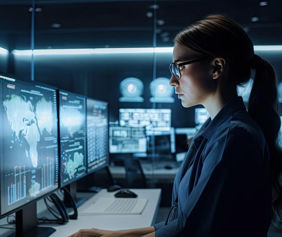 Analyst working with monitoring dashboards